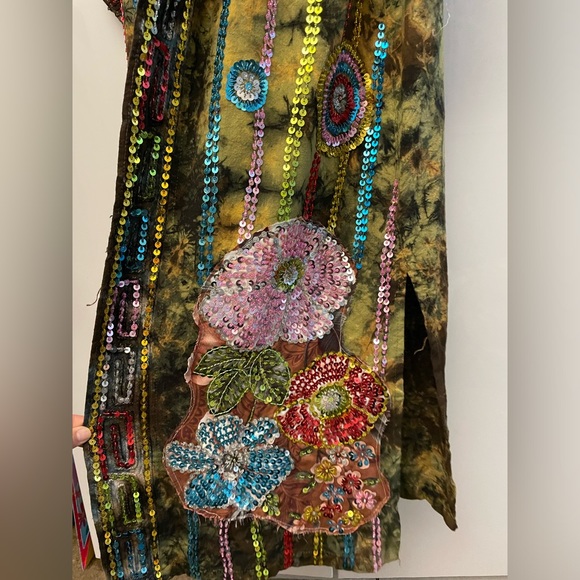 Festival Universe green ice tie dyed sequin embellished kimono robe dream coat - Picture 5 of 16